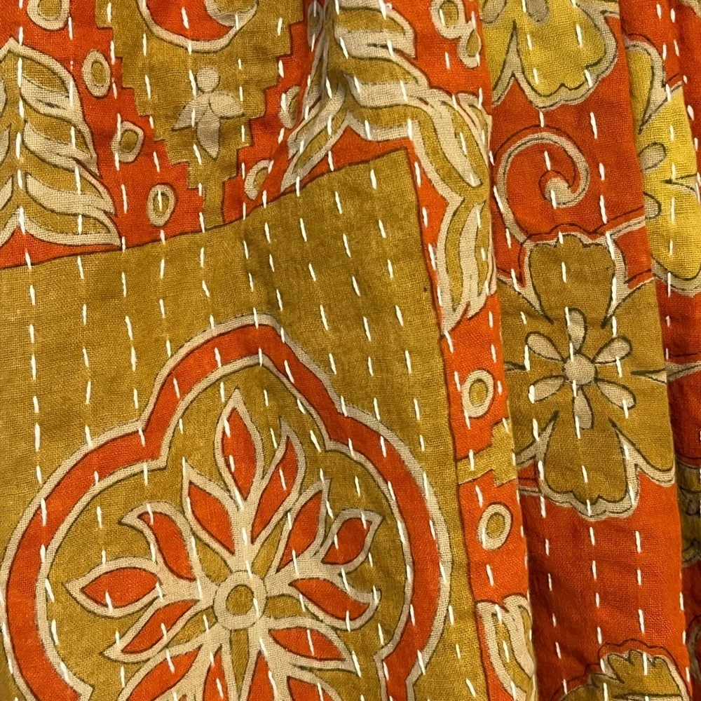 KANTHA SCARF REVERSIBLE TWO SIDED SARI HEAD WRAP DECOR LINEN SARONG